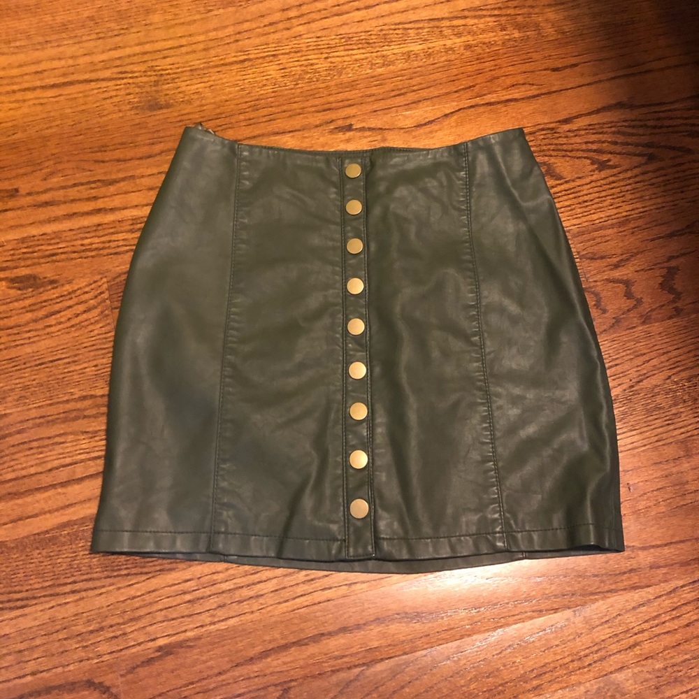 Free People Faux Leather Button-down Skirt - Picture 3 of 9
